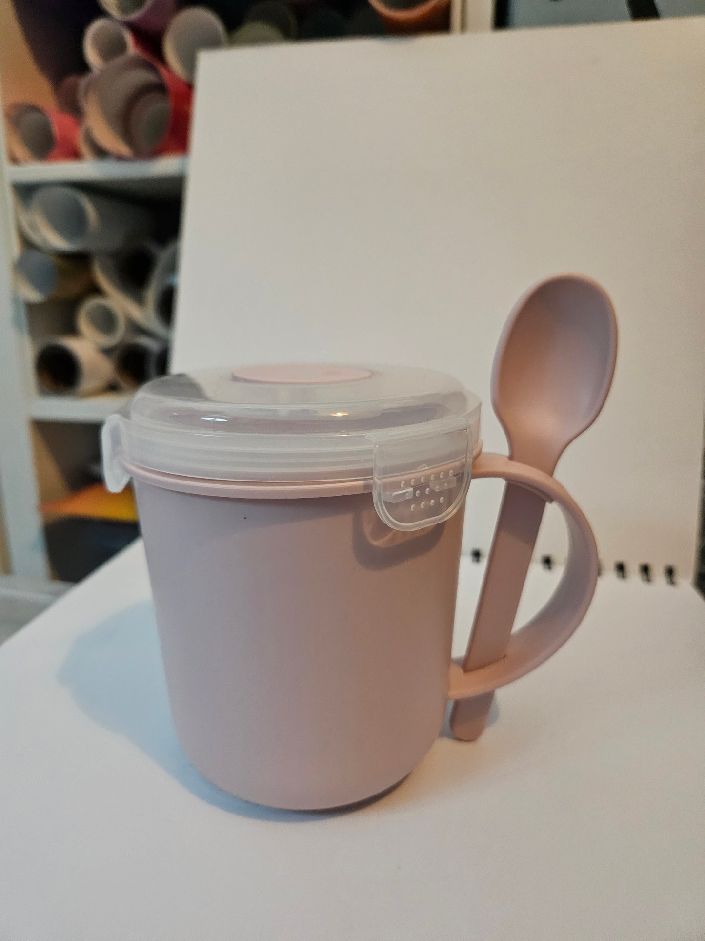 Soup/snack pot with spoon