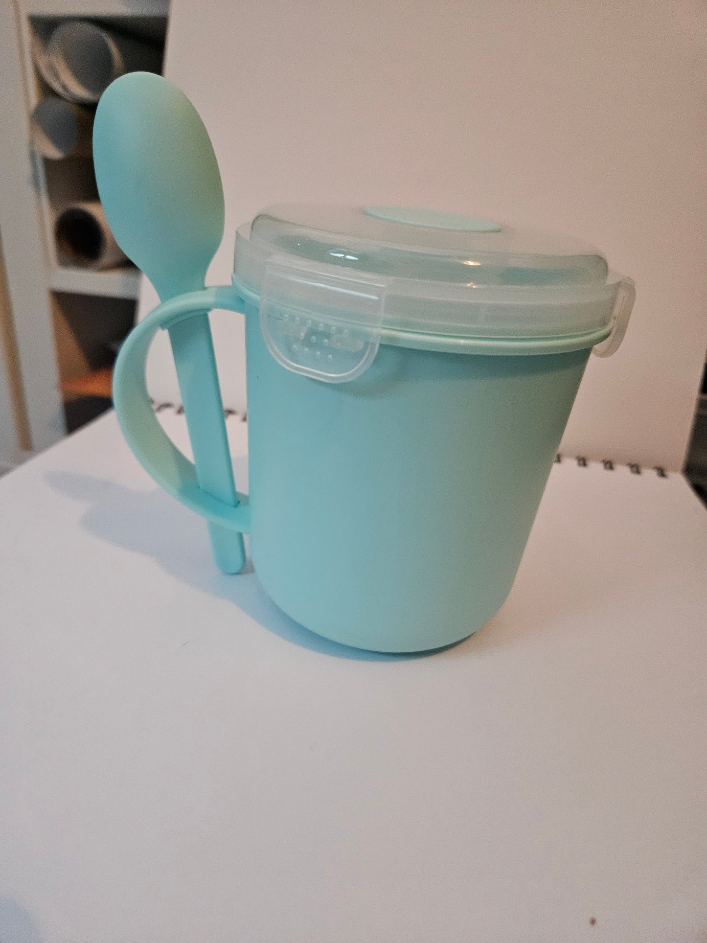 Soup/snack pot with spoon