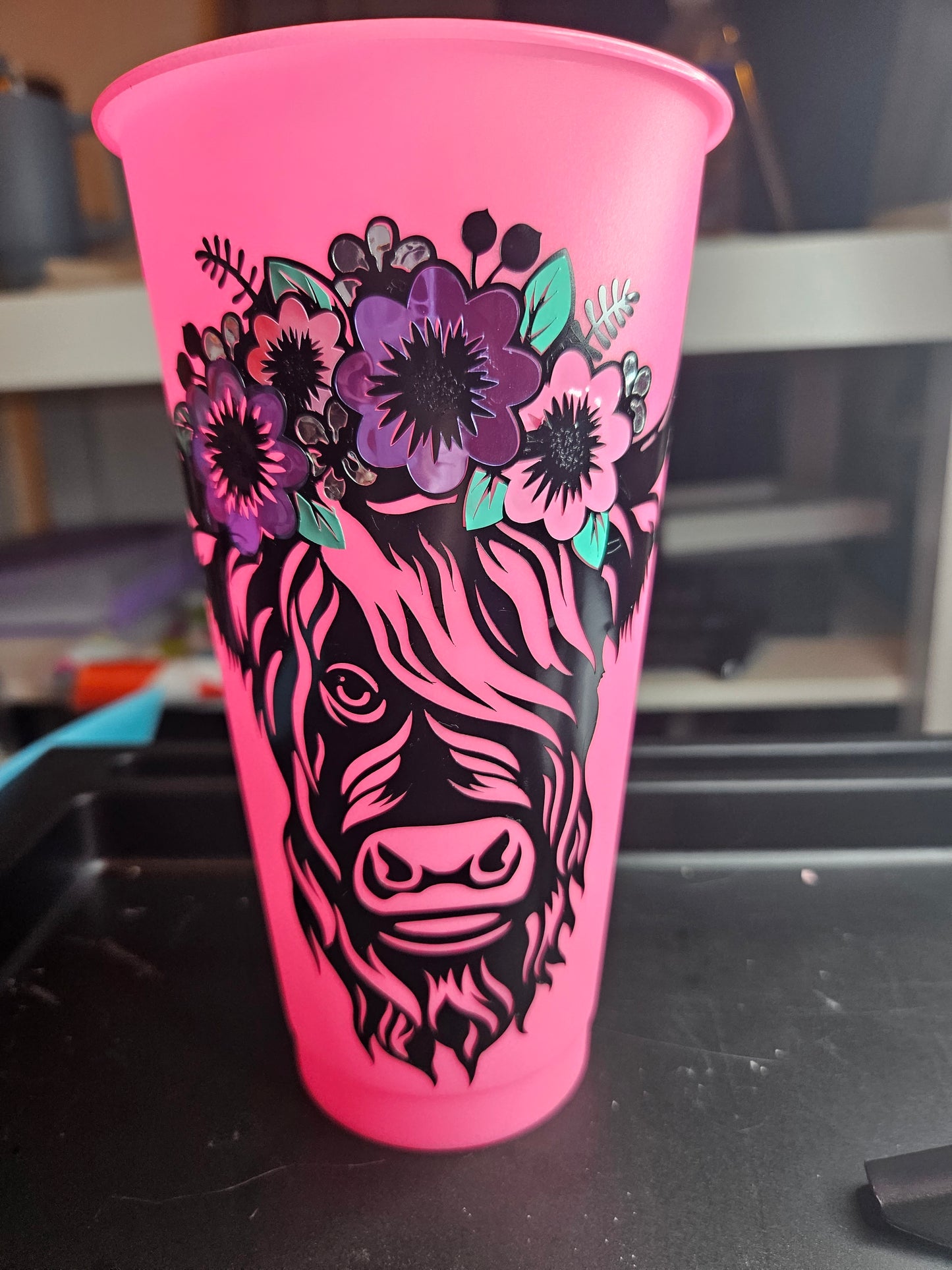 Highland cow cold cup